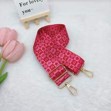 Nouvelle arrivée 3,8 cm Sangle de sac mode à imprimé carreaux colorés, sangle d'épaule de remplacement réglable pour utilisation quotidienne. Accessoires de charme de sac. Cadeaux d'enseignants. Accessoires. Cadeaux de fête rouge. Cadeaux d'appréciation des enseignants. Cadeaux d'anniversaire. Cadeaux pour la fête des mères - Rose vif - Voir 2