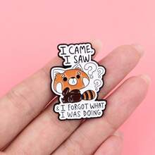 Cartoon Raccoon Quotes Soft Enamel Pin Women Lapel Pins For Backpack Men Brooch On Clothes Jewelry Badges Accessories Gifts - Black - View 10