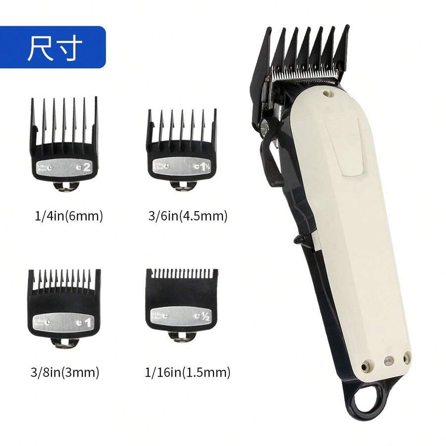 4pcs Professional Men's Limit Comb Set - Can Be Used Efficiently With Electric Hair Clippers And Combs, Suitable For Barbershops, Beauty Salons, Travel, Back-To-School Season, Vacation Trips, And Other Occasions. - Black - View 1