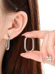 5 đôi bông tai móc cài bằng thép không gỉ mạ vàng hình dáng bất thường bán chạy nhất - Bạc - Xem 2