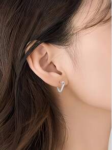 5 đôi bông tai móc cài bằng thép không gỉ mạ vàng hình dáng bất thường bán chạy nhất - Bạc - Xem 9