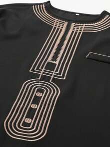 New African Traditional Clothing For Men Embroidered Top And Casual Pants 2 Pieces Kaftan Suit For Men - Black - View 7