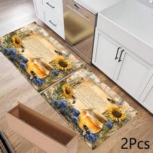 1 pieza Estera absorbente con estampado de girasol y abeja para cafetera, platos - Estera protectora absorbente de poliéster para escritorio con almohadilla antideslizante de goma, para decoración de la encimera de la cocina, bar en casa y mesa de comedor - Multicolor - Ver 14