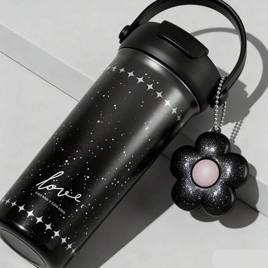 Portable 550ml Thermal Mug With A Gradient Finish Inspired By The Starry Sky And The Colors Of The Aurora, Includes A Decorative Pendant. Made Of Stainless Steel, 100% Leak-Proof And Non-Slip. Keeps Drinks Hot Or Cold For 12 To 24 Hours. Ideal For Water, Iced Tea, Coffee, Milkshakes And Other Beverages. Perfect For Use In The Office, School, Gym, Sports, Travel And In The Car. An Excellent Gift Option For Special Occasions Or Birthdays. - 所以 - 查看 1