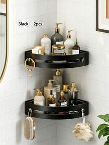 2/3件套转角置物架，浴室收纳架，室内淋浴架，淋浴墙面洗发水架，厨房浴室收纳盒，淋浴篮，节省空间的三角形转角置物架 - 耐用的壁挂式浴室洗发水、沐浴露和化妆品收纳架 - 安装简便，防滑设计，浴室配件 - 彩色 - 查看 11