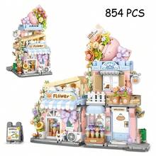 城市街景商店积木套装，鲷鱼烧店迷你积木，MOC创意拼搭玩具，仿真建筑拼装收藏玩具，微型积木玩具，家居装饰，成人礼物，850+块 - 彩色 - 查看 11