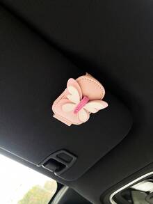 Schmetterling PU Auto Sonnenblendclip, modischer Brillenhalter mit Magnetaufnahme für Autoinnere - A - Übersicht 3