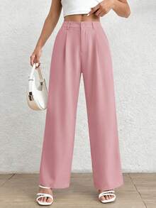 Women Spring Summer Wide Leg Pants For Fall High Waisted Business Casual Outfits Work Pant Trousers Pink Office Work Outfits For Women - Hồng - Xem 4
