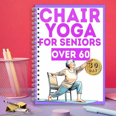 Plan de pérdida de peso de yoga en silla de 30 días para adultos de 20 años en adelante: incluye posturas de fuerza y flexibilidad, ejercicios sentados paso a paso, rutina de ejercicios diarios de 30 días, guía de fitness con espiral - Plan diario de yoga en silla fácil de seguir