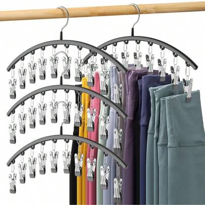 Móc treo quần bằng thép không gỉ 10 kẹp, dụng cụ sắp xếp đồ đạc tiết kiệm không gian trong tủ quần áo, thích hợp cho quần tây, quần jean, mũ, nhà ở, phòng ngủ, phòng tắm, ký túc xá, du lịch.