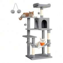 Árbol Para Gatos Con 4 Postes Rascadores Color Gris - Gris - Ver 1
