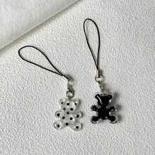 1/2pcs Shiny Cute Bear Pendant, Friendship Phone Charm, Versatile Cute Small Gift, Phone Decor Accessory, Holiday Ornament - Multicolor - View 7