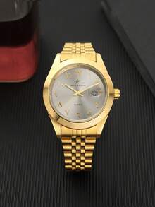 RICECGO Stylish Men's Business Watch, Stainless Steel, A Accessory For Men; The Perfect Holiday Gift For Family And Friends - Gold - View 12