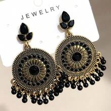 1对中东复古圆形水钻珍珠吊坠耳环（女士款） - 銅色 - 查看 10