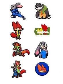 Paw Patrol 尼克和朱迪鞋饰，PVC材质，卡通人物，朱迪·霍普斯，尼克·王尔德，DIY装饰鞋，春夏单品，伴娘礼物，房间/卧室装饰，海滩，旅行，旅行必备，婚礼必备，Y2K，卧室，汽车配件，厨房装饰 - 彩色 - 查看 3