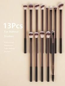 1/13件套必备眼部化妆刷套装 - 柔软纯素合成纤维，多功能眼影刷、晕染刷和细节刷，适合初学者和专业人士 - 棕色 - 查看 4