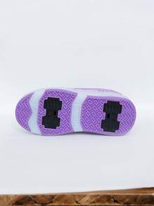 1 Pair Unisex Fashion Comfortable Breathable Versatile Hook And Loop Sports Shoes, Patchwork Contrast Color Athletic Style Roller Skate Shoes, Campus Skateboard Shoes, Holiday Essential - Purple - View 8