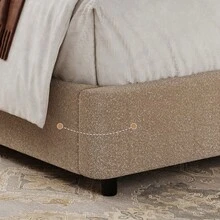 Boucle Upholstered Bed Frame, Upholstered Platform Bed With Headboard And Footboard, Modern Bed Frame Twin/Full/Queen/King, Black / Grey/ White/ Beige/ KhakiTwin Size Boucle Bed Frame/ Full Size Boucle Bed Frame/ King Size Boucle Bed Frame - 奶油 - 查看 3