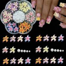 1 Box Y2K Leopard Print Colorful Flower Nail Art Decorations, 3D Polka Dot Flowers, ABS Faux Pearl, Suitable For Valentine's Day Party Nail Art Decor, DIY Nail Supplies, Nail Gems Nails - 彩色 - 查看 7