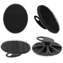 Soft Silicone Handheld Shower Brush, Gentle Exfoliating And Massaging For All Skin Types (Black) - Solid Color - View 8