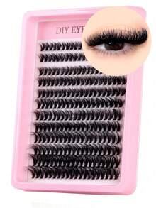 240pcs D-Curl Fluffy Cluster False Eyelashes, 40D/80D Thickened Faux Mink Fur, 9-18mm Mixed Length 0.07mm Fine Fiber, 3D Russian Dense Medium Density, Create Natural Charming Cat Eye Makeup, Reusable, Suitable For Beginners, Daily, Party, Halloween, Christmas - D - View 2