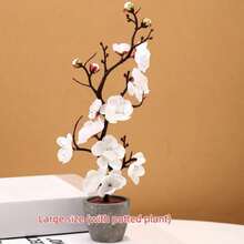 Bình hoa mai giả, cây mai giả trồng trong chậu, cây mai giả dạng bonsai, hoa giả bằng nhựa trang trí nhà cửa, cây mai giả nhỏ trồng trong chậu. - trắng - Xem 9