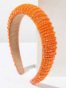 1pc Elegant Handmade Beaded Hair Hoop, Solid Color, Korean Style, Chic, Versatile Party, High-Quality Hair Accessory,Hairband,Hair Hoop Headbands Accessories Beauty Home Hair Accessories - FG782 皇家藍 - 查看 1