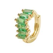 Pendientes tipo argolla de zirconia de color rectangular, joyería de estilo casual para uso diario - EK00402Verde - Ver 12