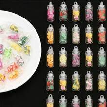 20个迷你玻璃瓶吊坠，内含水果浸泡液，树脂饮料杯挂件，适合DIY首饰、耳环、钥匙扣 - 水果瓶吊墜 - 查看 8