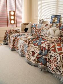 1pc Geometric Pattern Chenille Sofa Throw, Luxury Sofa Cover, Full Coverage Sofa Cushion Slipcover, All Season Use, Anti-Slip Anti-Dust Fixed Sofa Cover, Wrinkle-Resistant, Soft & Fine Texture, Protect Sofa, Machine Washable, Non-Deformation, Fade-Resistant, Durable, Anti-Pet Scratch, Anti-Stain, Sofa Makeover, Sofa Decor, Enhance Ambiance, 1-4 Seater, L-Shaped Sofa - Multicolor - View 6
