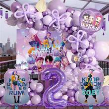1 Conjunto Decoração de Festa de Aniversário Infantil Garota Cartoon Legal, Conjunto de Arco de Balões e Guirlanda, Conjunto de Balões com Tema de Bruxa Roxa, Adequado para Festa de Aniversário de Festival de Música K-Pop, Decoração de Parede com Balões, Presentes de Mesa de Bolo de Batizado, Balões Decorativos - TZQQ - Visão 21