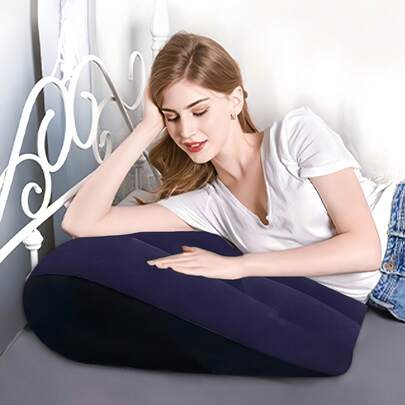2pcs/Set Triangular Flocked Inflatable Wedge Cushion, Portable Flocked Positioning Pillow Bolster, Foldable For Travel
