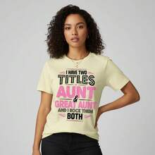 2026 K3 Women's Breathable Polyester Graphic T-Shirt - Chic 'Aunt And Great-Aunt' Design, Machine Washable, Perfect For Spring And Summer. - Black - View 6