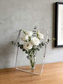 Modern Transparent Acrylic Vase, Heavy Rectangular Planter, Frame Design, Home Office Decor, Minimalist Style Desktop Ornament, Artificial/Fresh Flowers Compatible - Acrylic Vase - View 7