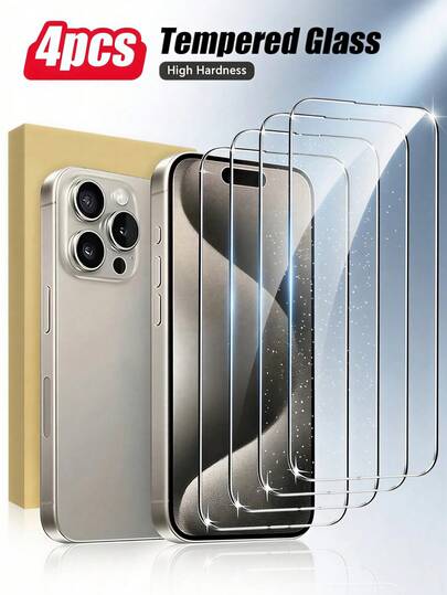 4 Stück hochauflösende gehärtete Glas Bildschirmschutzfolie, hochharte Oberfläche, widersteht täglichem Kontakt mit scharfen Gegenständen, schützt die Linsenoberfläche effektiv. Kompatibel mit iPhone 11/12/13/14/15/16/16 Plus/16 Pro/16 Pro Max/16e/17/17 Air/17 Pro/17 Pro Max/17e Komplette Serie