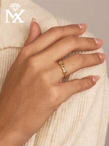 1pc Customized Ring With English Name, Cute Font Couple Rings, Personalized Name Rings, Thin Customized Rings, Stackable Engraved Rings, Anniversary Gift - Multicolor - View 4