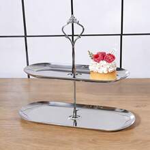 1 chiếc giá đựng bánh hình bầu dục bằng thép không gỉ, khay đựng tráng miệng cho trà chiều tại nhà, đĩa đựng trái cây. - Nhiều màu - Xem 7