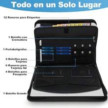 Carpeta Organizadora de Documentos Bolsa De Documentos de 12 Bolsillos con Etiquetas y Cremallera Folder Organizador con Ignífuga Múltiples Bolsillos para Archivos de Letras y Documentos - como en la foto - Ver 5