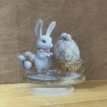 1pc Vintage Easter Bunny Decor, 2D Graphic Design, Desktop Decoration - Multicolor - View 3