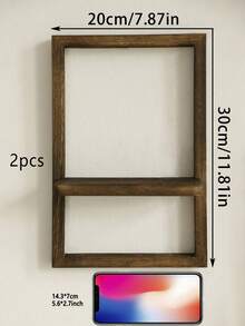 1pc Rustic Wooden Floating Shelf, Wall Mounted Storage Rack In Farmhouse Style For Bedroom, Kitchen, Bathroom, Small Wall Hanging Decorative Organizer - Multicolor - View 16
