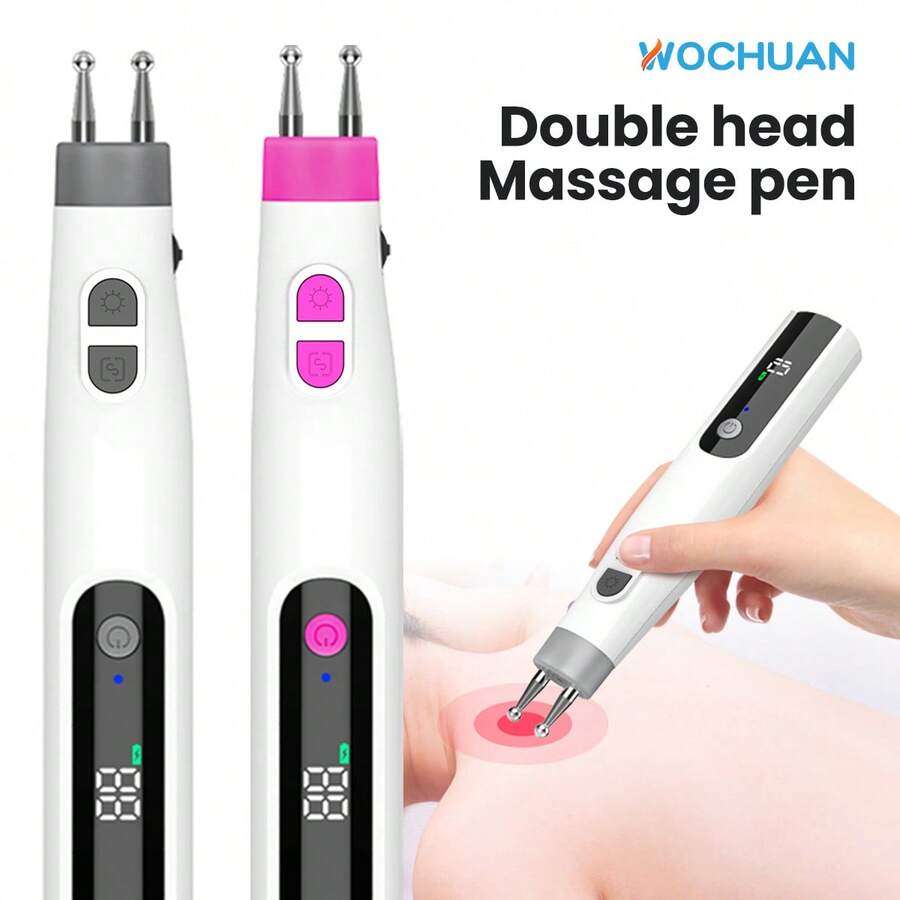 双头按摩笔，脉冲刺激，10档速度调节，LED显示屏和定时功能，用于背部和腰部放松，家用按摩器
