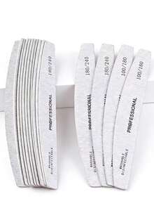 7件套灰色指甲锉半月形细锉100/180目木质美甲工具 - 淺灰色 - 查看 6