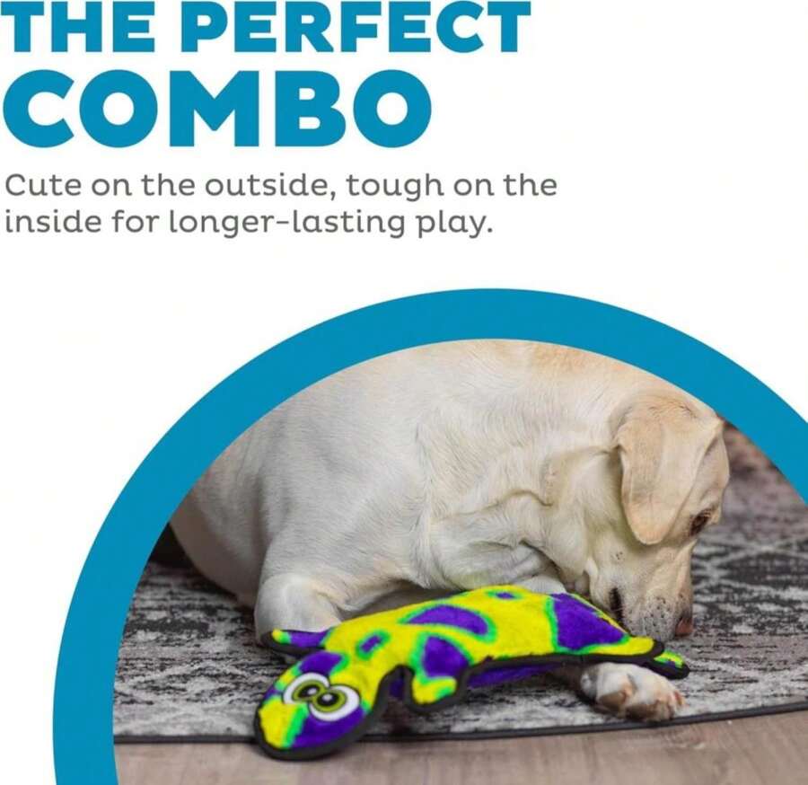 Outward Hound Durablez Gecko U2013 Squeaky Plush Dog Toy, No Stuffing For Less Mess, Interactive &Amp; Tough, 4 Jumbo Squeakers, Puppies &Amp; Dogs, Large, 17.5" - Màu B - Xem 1