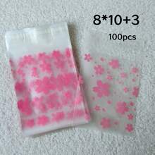 100个8cm*10cm+3cm加厚哑光粉色樱花印花自粘袋，优雅ins风珠宝/礼品包装袋，附赠粉色樱花印花礼品卡，适用于派对、节日或促销文具礼品，尤其适合情人节、婚礼等场合。 - 8x10+3cm粉紅櫻花 - 查看 7