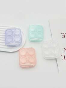 1 Set - 2pcs Portable Transparent Minimalist Contact Lens Case, Suitable For Summer Use - Multicolor - View 7