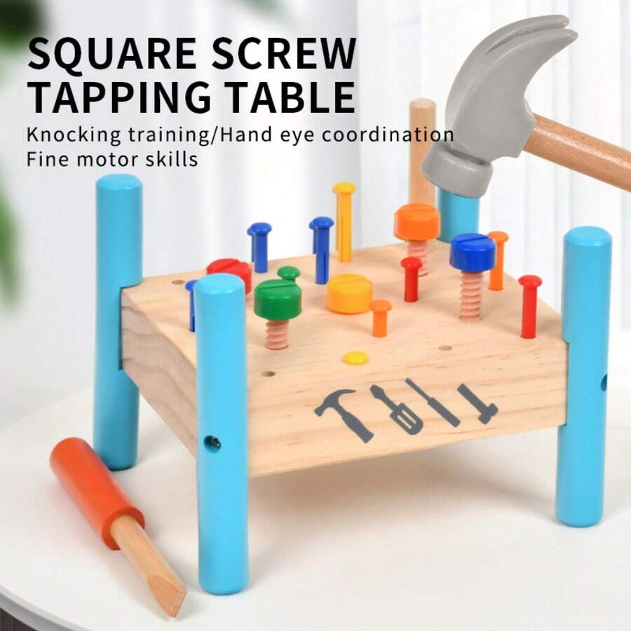 Nut Hammering Toy, Montessori Hammering Bench, Children Hand-Eye Coordination & Brain Development Hammering Toy - Multicolor - View 1