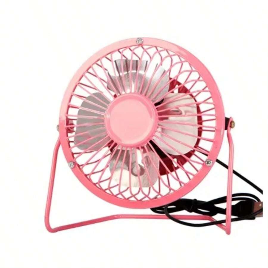 4-Inch Silent USB Mini Fan, 360-Degree Rotating Desk Fan, Summer Cooling, Portable, Notebook - 粉色 - 查看 1