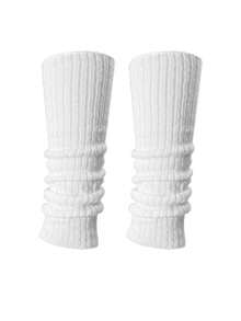 2/1pc Y2K Women's Warm Leg Lolita Style Long Socks, Wool Knitted Leg Warmers, Autumn/Winter Crochet Boot Cuffs - Multicolor - View 11