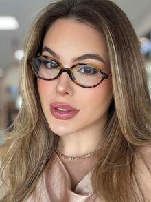 1 chiếc kính gọng oval nhỏ kiểu retro, kính thời trang tối giản đa năng, phù hợp cho nữ sinh viên, phong cách sinh viên đại học. - nhiều màu - Xem 4