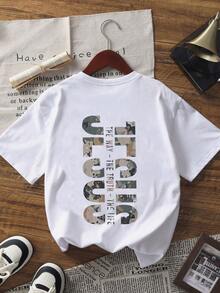 Áo thun ngắn tay in hình cho bé trai tuổi teen, áo thun thường ngày mùa hè cho học sinh và thanh thiếu niên. - trắng - Xem 4
